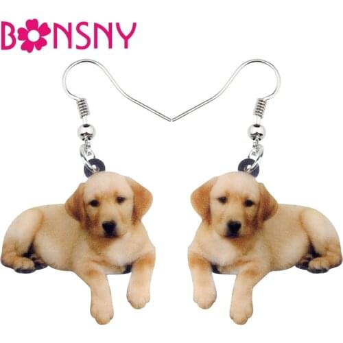 Bonsny Statement Acrylic Labrador Retriever Dog Earrings Dangle Drop Cute Animal Jewelry For Women Girls Pet Lovers Accessories