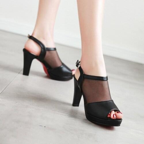 Big Size11 12 13 high heels sandals women shoes woman summer ladies open-toed The fishs mouth cingulate Thick with sandals