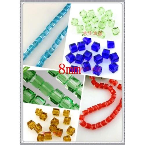 High Quality 8mm Cube Crystal Glass Loose Beads 350pcs/lot Straight Hole Crystal Glass Beads For Jewelry Making Craft DIY Beads