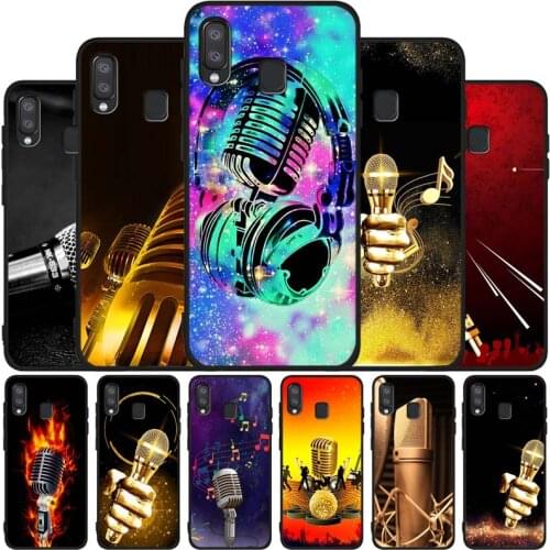 Music microphone black soft phone Case For Samsung A10 20 30 40 50 30S 50S 60 70 M10 M30S M40 A31 51 71 A20E A10E A21S