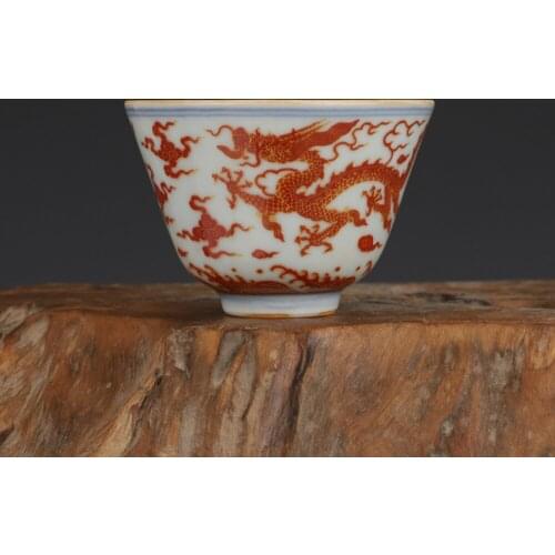 Chenghua Golden Dragon Design Cup Antique Tea Cup Collection Ornament