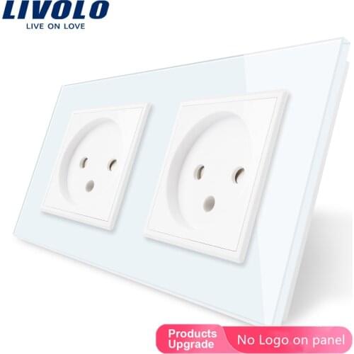 Livolo EU Standard double Israel Power Socket, Glass Panel, AC 100~250V 16A Wall Power Socket, VL-C7C2IL-11/12/13(4colors)
