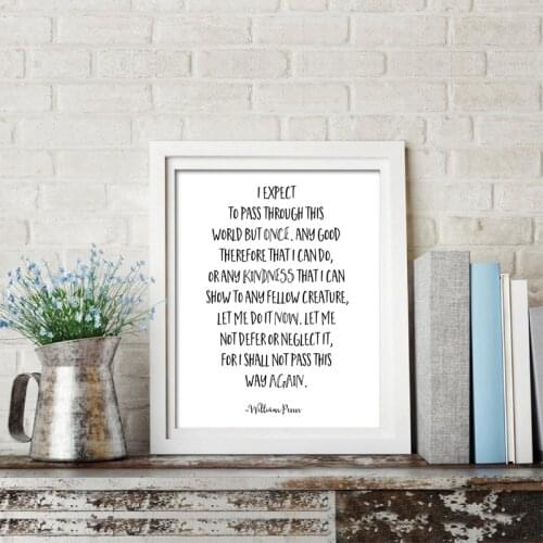 William Penn Quote Print Literary Poster Wall Art Canvas Painting Social Worker Gift Kindness Sign Wall Picture Home Art Decor