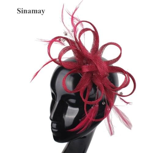 Nice Sinamay Wedding Fascinator Hat Elegant Women Mesh Hair Accessories Hair Clip For Ladies Formal Party Dinner Headdress