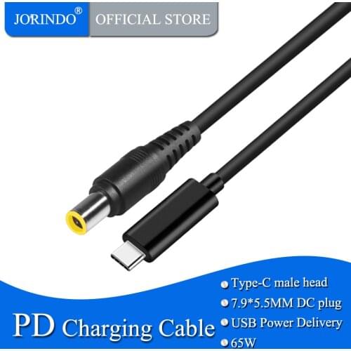JORINDO 1.5M/4.9FT USB-C to DC7.9*5.5MM PD Fast Charging cable,Notebook power adapter,type-C male to 7955 date cable 20V 3.25A