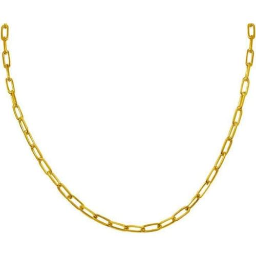 S925 Sterling silver Classic Fashion square paperclip Chain Gold necklace for Women Party Gift