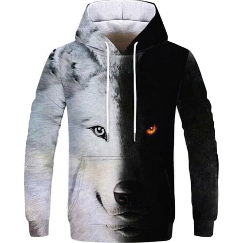 Sudadera con capucha 3D para hombre y mujer, ropa para parte superior masculina, con estampado de lobo, tigre, zorro, ropa para
