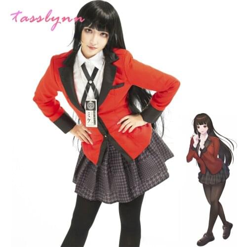 Anime Cosplay Kakegurui Cosplay Costume Jabami Yumeko Cosplay for Women Coat Wig Shoes Halloween Costume for Women Carnival