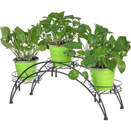 3 Tier Metal Plant Flower Floor Stand Shelves Rack Plant Flower Display Stand Shelf Storage Rack Outdoor Garden Flower Holder