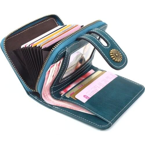 Trend Wallet Female Women Wallet Short Wallet Quality Coin Purse Women Button Purse Quality Flower Hardware Leather Small Purse
