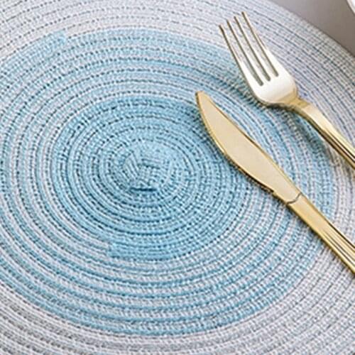 Round Placemats for Dining Table Set of 6, Braided Anti-Skid Washable Kitchen Table Mats,Kitchen Placemats,15Inch-ABUX