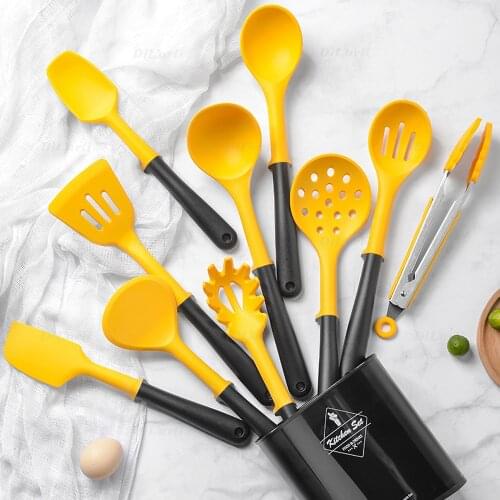 Creative Silicone Kitchenware Set Kitchen Utensils Kit Avoid Contact Countertop Support Design Cooking Shovel Spoon 11 Pcs Set