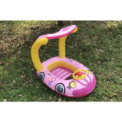 Toy Inflatable Car Shape Inflatable With Sunshade Floating Boat For Baby Play Water Bath Outdoor Toy Swim Ring Pool Toy 2021