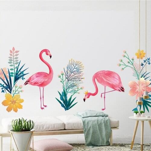 New 5D wall sticker Beautiful flamingo PVC removable waterproof DIY stickers TV backdrop decorative painting creative wallpaper