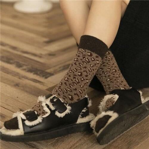 New Clearance Sales Sexy Women Long Socks Leopard Dots Winter Thick Warm Wool Underwear Female Harajuku Vintage Streetwear