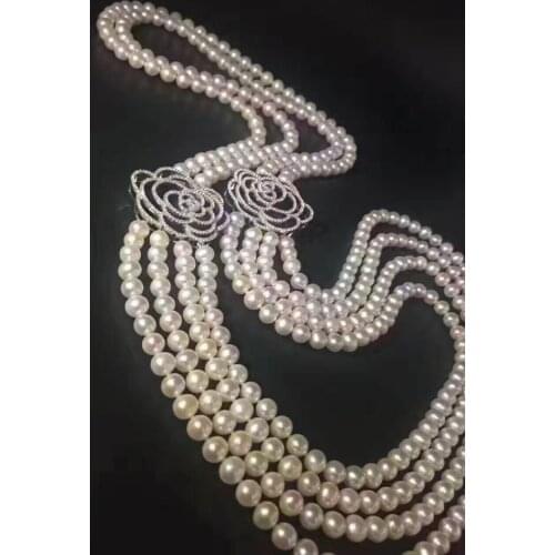 New design gorgeous8- 9mm south sea round white pearl necklace 20"22"24"26"