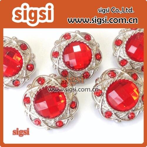 Bran-new on sale red flower crystal acrylic rhinestone button for garniture