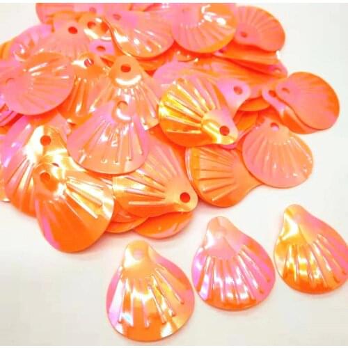 50g 24mm Big Shell Loose PVC Sequins for Crafts Children Sewing DIY Dress Clothing Accessories Orange AB