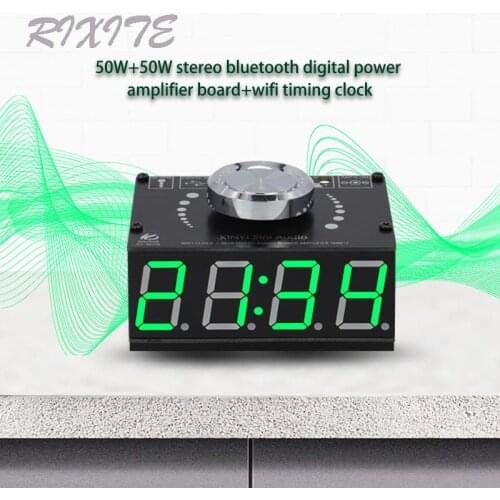 HIFI 50W*2 stereo Bluetooth 5.0 digital power amplifier board audio amplifier module with WIFI timing clock AUX USB