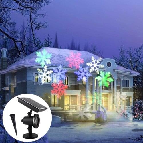 Solar Rotating Snowflake Projection Lights LED Falling Snow Landscape Laser Projector For Christmas New Year Wedding Decor Lamp