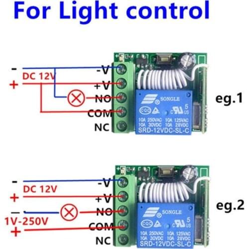 YYDS DC 12V 1CH Relay Receiver Module RF Transmitter 433Mhz Wireless Remote Control Switch