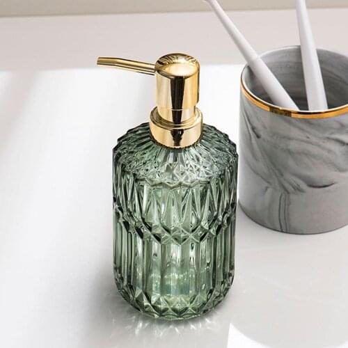 390ml Glass Soap Dispenser Bathroom Shower Gel Shampoo Bottles Nordic Hotel Hand Washing Empty Refill Sub-bottle