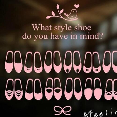 Stylish girl style shoe store glass showcase sticker Shoes style icons wall window shop decoration stickers