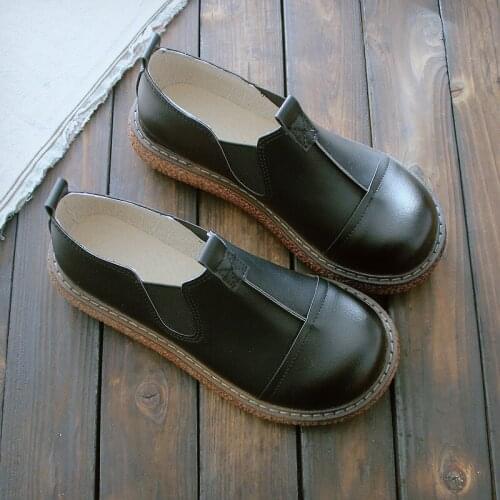 Original Big Head Shoes Harajuku Style Literary Retro Mori Single Shoes Thick Bottom Muffin Shoes Low Help Round Head Casual Sho