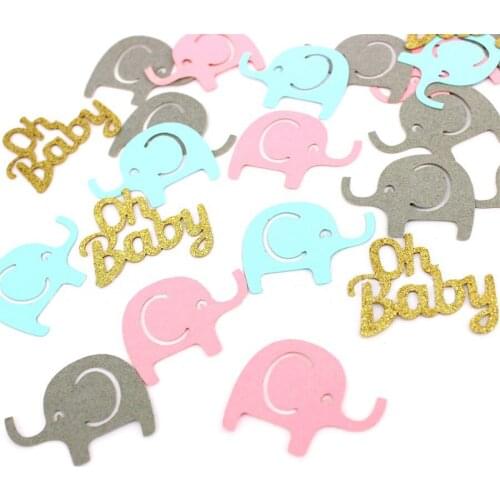 Gender Reveal Party Decoration Blue Pink Silver Elephant With Confetti Oh Baby Confetti 1st Baby Shower Party Decoration