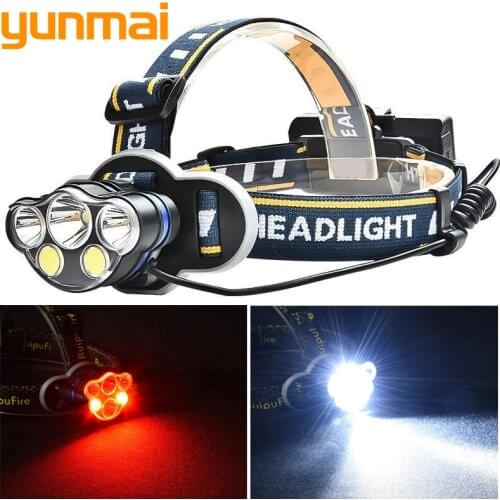 XM-L T6 Headlight Super Bright USB Rechargeable 18650 Battery Headlamp Head Lamp High Power White & Red Light KC08 For Cycling