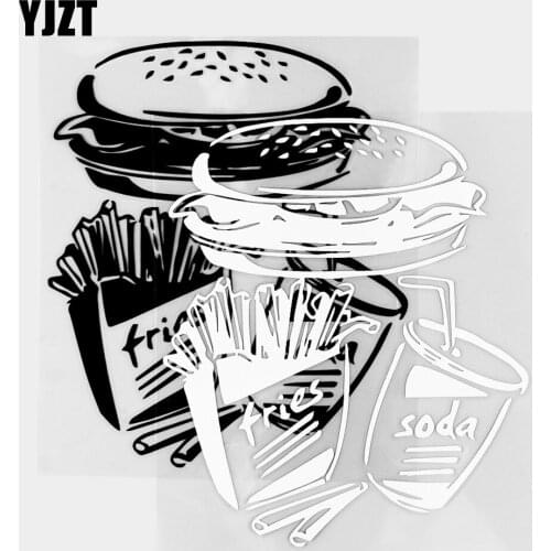 YJZT 13.6×16CM Big Hamburger Car Sticker Fast Food Fries Vinyl Decal Car Window Decor Black / Silver 20B-0215