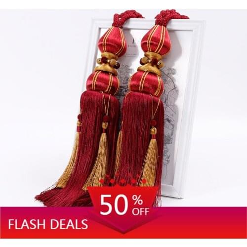 European-Style Curtain Tassel Curtain Accessories Accessories Double Ball Tassel Strap Rope Long Beard Tassel snow globe