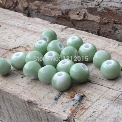 2019 new On sale 6mm 50pcs Green Porcelain Ceramic Round Beads,Spacer beads Free shipping YS0045