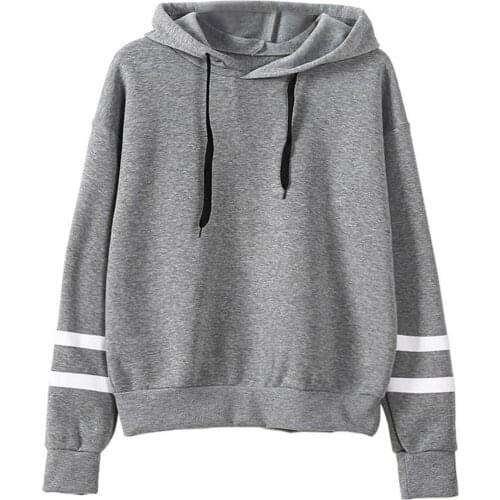 Stripe Hooded Winter Women Thick Hoodie Long Sleeve Sweatshirt Hip Hop Harajuku Street Pocket Cool All-Match Cheap Loose Clothes