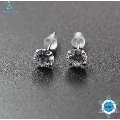 Ann & Snow 6mm Round Natural 5 Colors Stud Earrings For Women S925 Sterling Silver Fine Jewelry Wedding Brincos High Quality