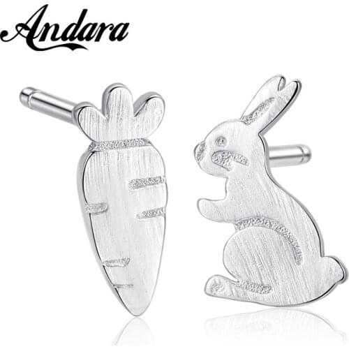 New 925 Sterling Silver Simple Design Rabbit Radish Stud Earrings for Women & Girls Sterling Silver Jewelry
