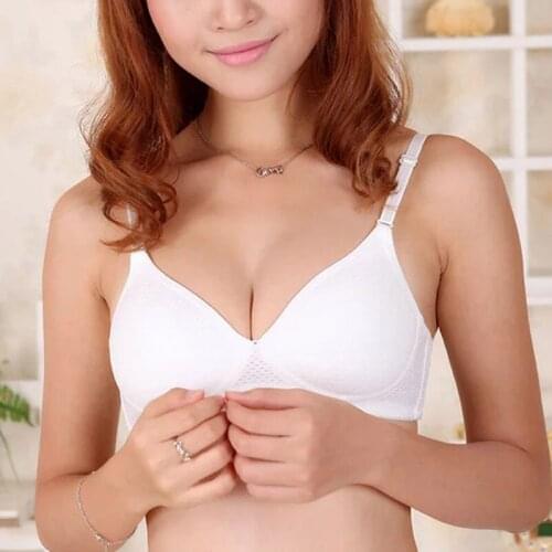 Womens Sexy Breathable Push Up Solid Wireless Plain Bra Deep-V Underwear Cup B