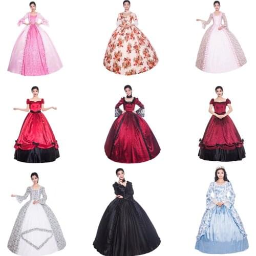 Woman Medieval Princess Flare Sleeve Dress Cotton Plus Size Skinny Female Retro Palace Renaissance Gothic Ball Gown