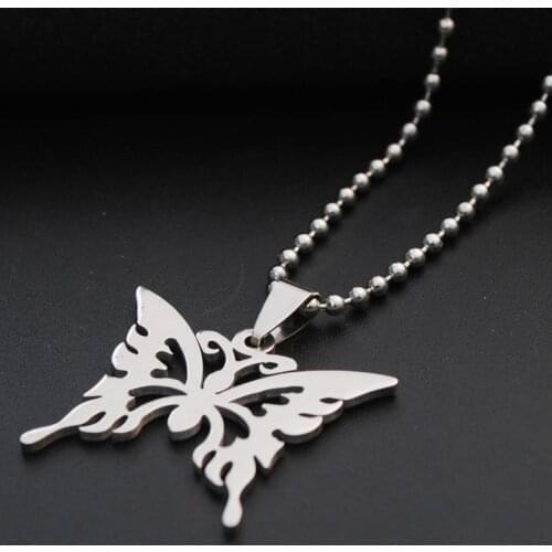 1 stainless steel hollow butterfly charm necklace animal insect butterfly bee butterfly effect pendant charm necklace jewelry