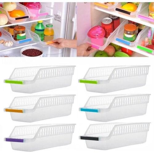 1PC Home Kitchen Refrigerator Space Saver Organizer Slide Rack Storage Holder Food Container Storage Box Rack Drawer Organizer