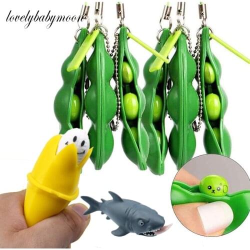 1pcs Squeeze toy Edamame Keychain banana shark Toy Peas Beans Keychain Dimple adult child Squeeze toy Anti Stress