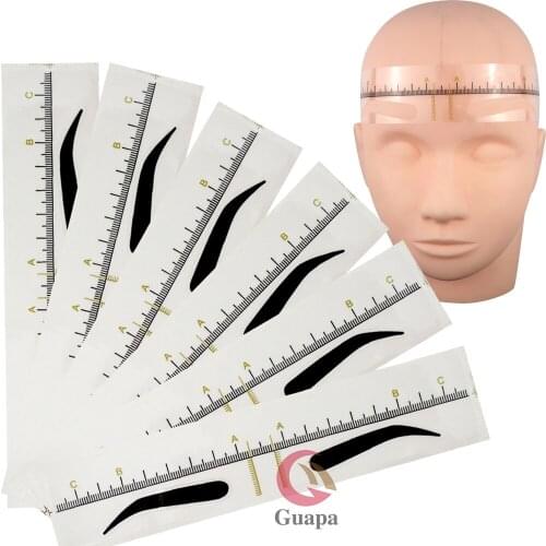 100pcs Disposable Transparent Eyebrow Ruler Sticker Permanent Makeup Mapping Ruler For Microblading Eyebrow Measuring Tool
