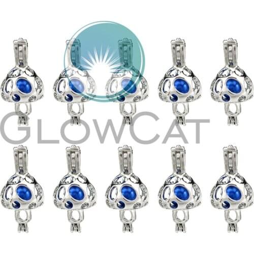 10x K937 Mushroom Beads Cage Pendant Perfume Essential Oil Diffuser Pearl Cage Locket Pendant