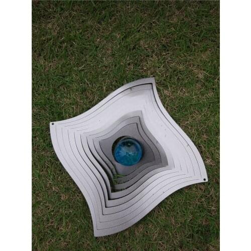 12 inch wind spinner Diamond-shaped with Glass ball(5CM) made from 1mm stainess steel sheet with high quality