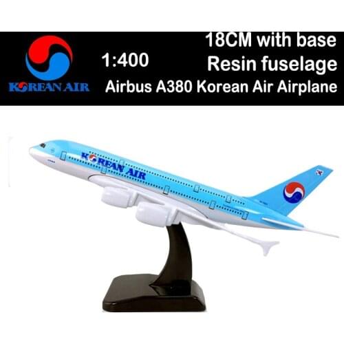 18CM 1:400 Airbus A380 Korean Air Airplane Aircraft Plane Alloy Airliner Model with Base Adult Boys Gift Display Toys Collection