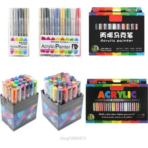 4/8/12/15/24/36 Colors Acrylic Paint Marker Pen Detailed Marking for DIY Album Glass Ceramic Rock D02 20 Dropshipping