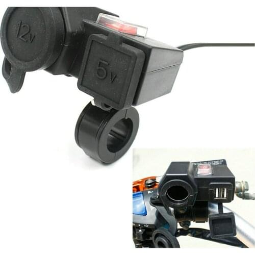 50Pcs/Lot Hot 12V Auto Motorcycle Power Port Cigarette Lighter Dual USB Charging Car Mount Charger Adapters & Sockets