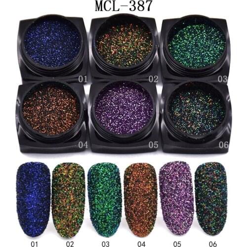 6 Jars Unicorn Nail Holographic Powder Broken Magic Chrome Pigment Powder For UV Gel Manicure Irridescent Glitter Dust Set