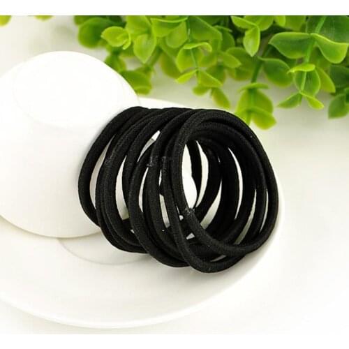80% Hot Sale 100Pcs Black Thick Snag Free Endless Hair Elastics Hairbands Ponytail Hair Ties Good Elasticity Ponytail Holder
