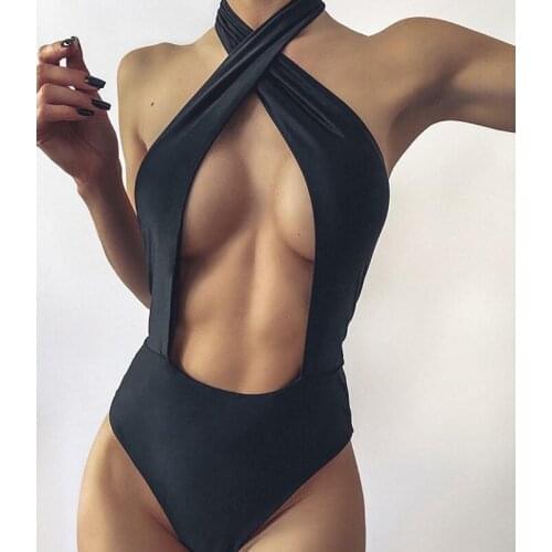 Black Monokini Swimsuits One Piece Bathing Suits For Womens High Cut Thong Beachwear See Through Swimwear Womens 2021